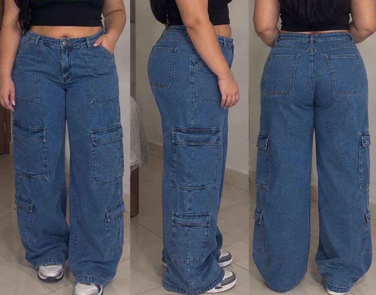 Calça cargo jeans