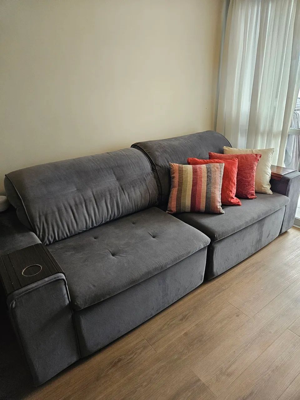 Sofá retrátil e reclinável Suede - Foto 3