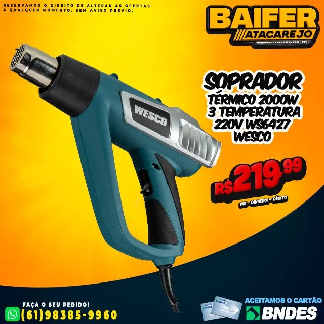 Soprador Térmico 2000W 3 Temperatura 220V WS6427 Wesco