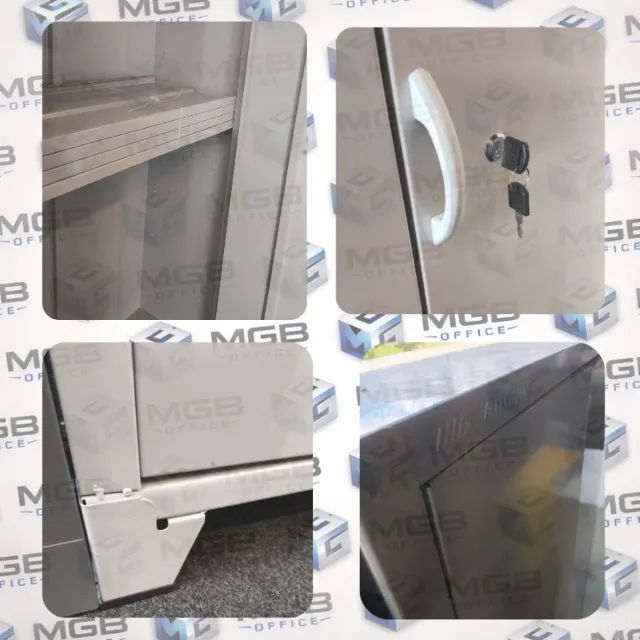 Armário de Aço com 2 Portas e 4 Prateleiras - 1,96X0,90X0,40cm - CH #26 - (BRANCO e CINZA) - Foto 4