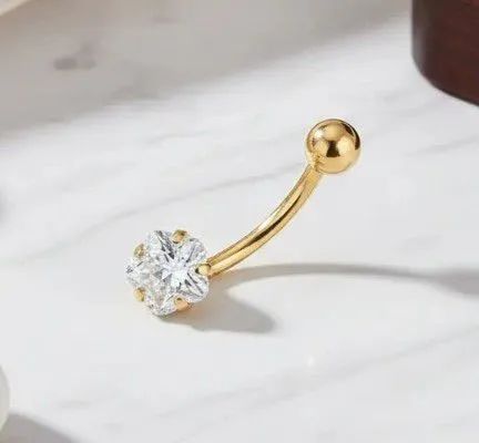 Piercing de umbigo ouro 18k pedra Zircônia 