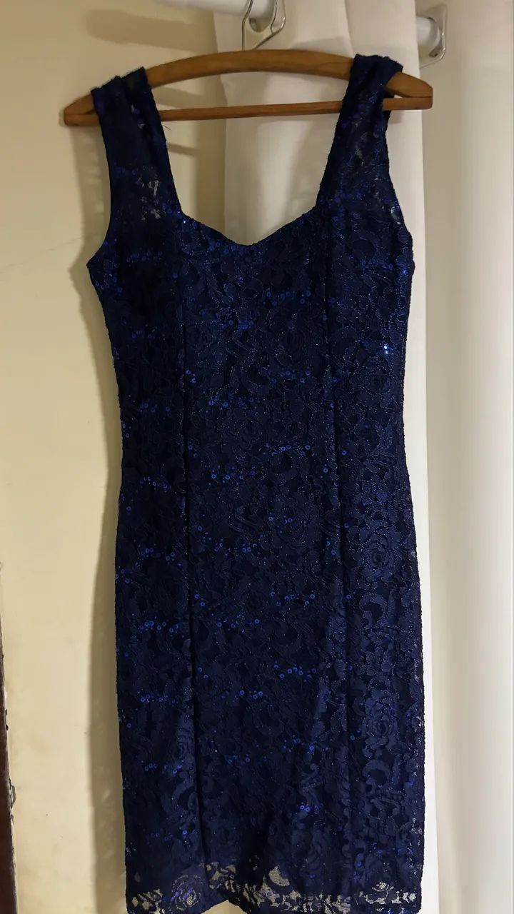 Vestido Azul Marinho Mid em Renda - Foto 2