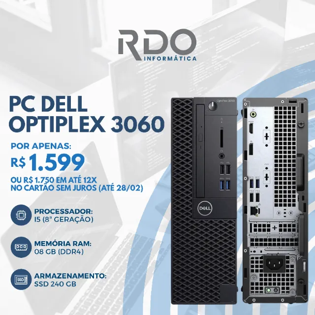 PC Dell OptiPlex 3060 i5 8ª Geração 8GB SSD 240GB - Computador