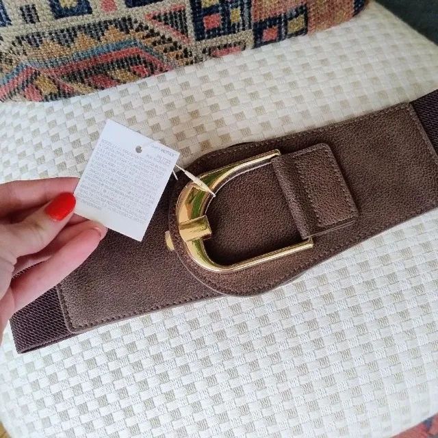 Cinto Marrom Fivela Dourada da Zara - Foto 2