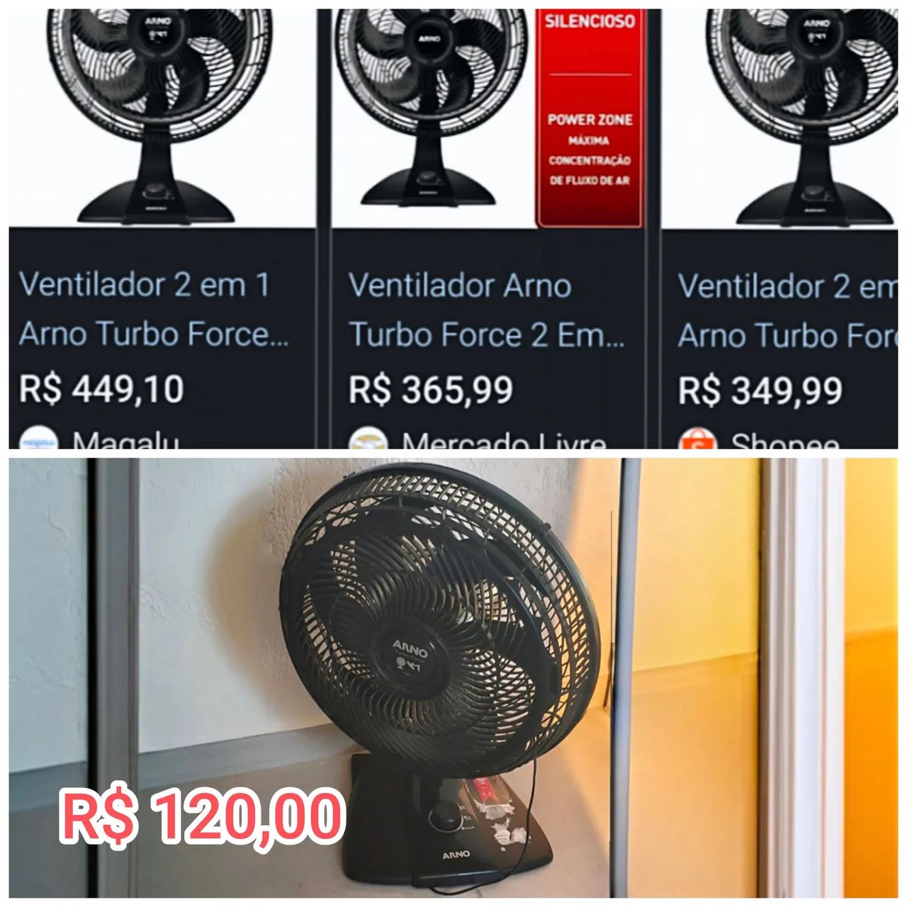 Ventilador ARNO Turbo 2 em 1