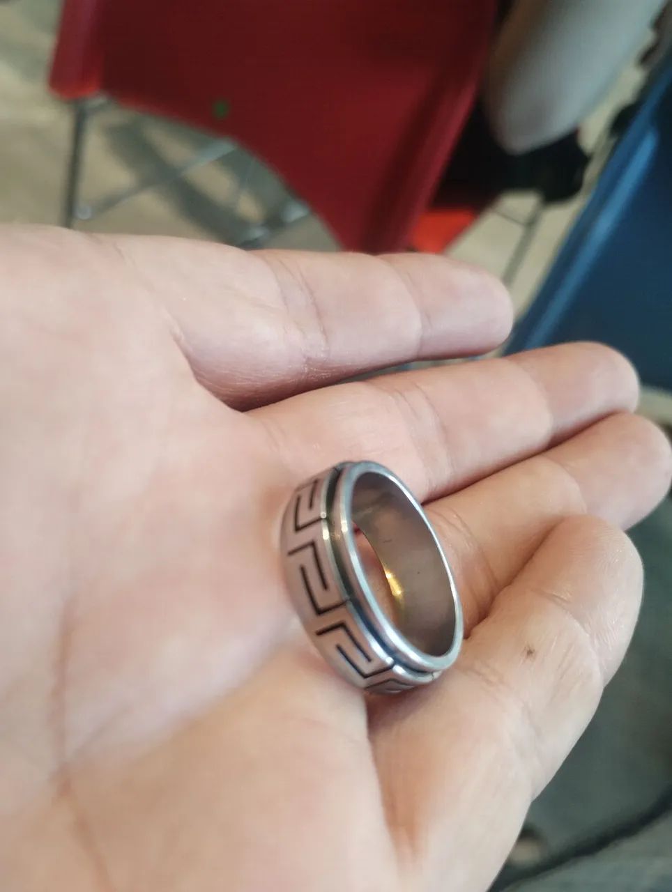 Anel Titanium chave grego anti stress 