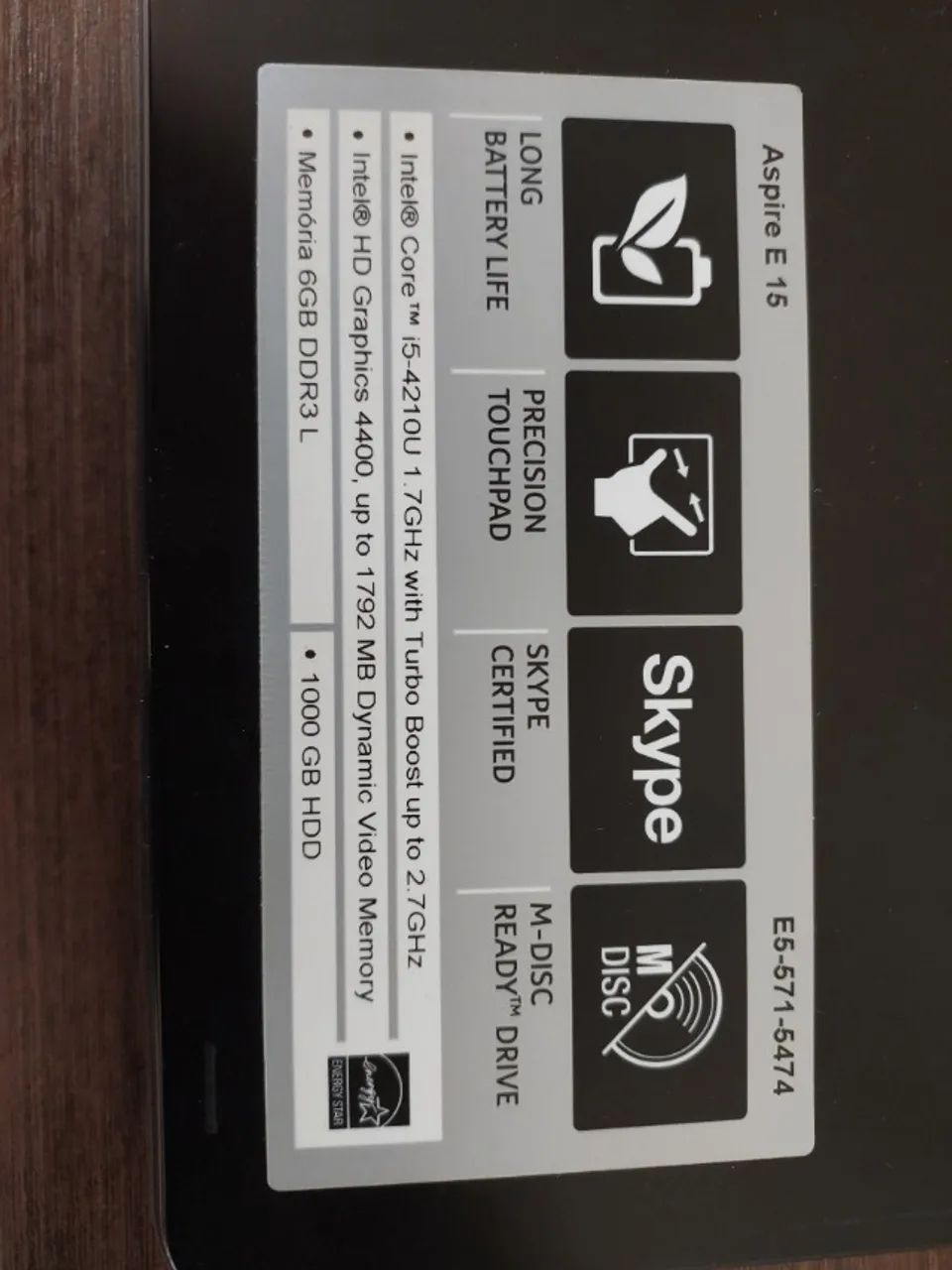 NOTEBOOK ACER ASPIRE E15 - E5-571-5474 - Intel Core i5 - Foto 2