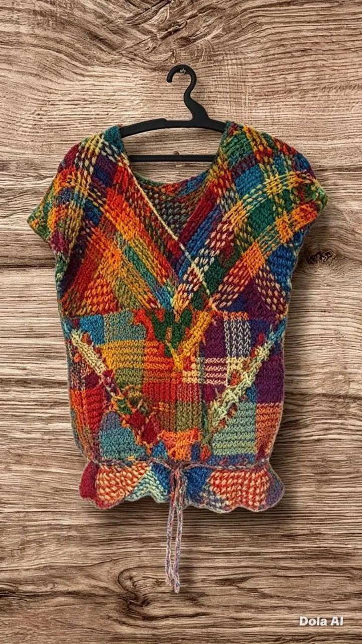 Blusa artesanal multicolorida - Tam G