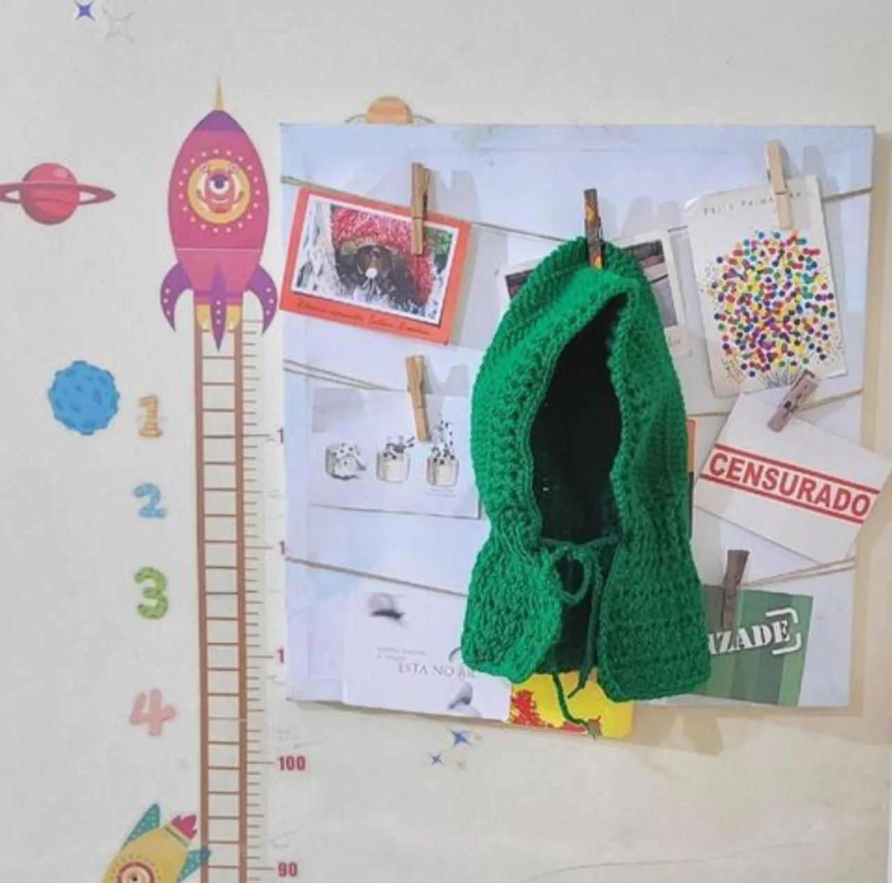 Touca gorro infantil verde tricô tam 3