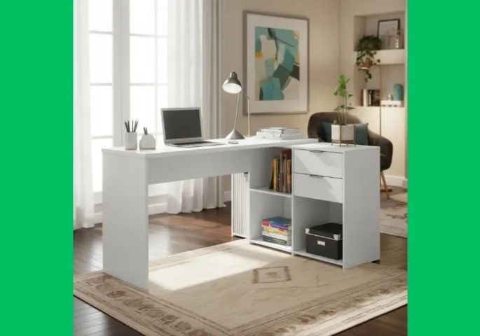 Mesa Escritório em L e Reta - Foto 2