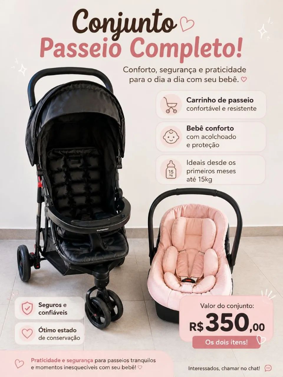 Carrinho de bebe e bebe conforto 
