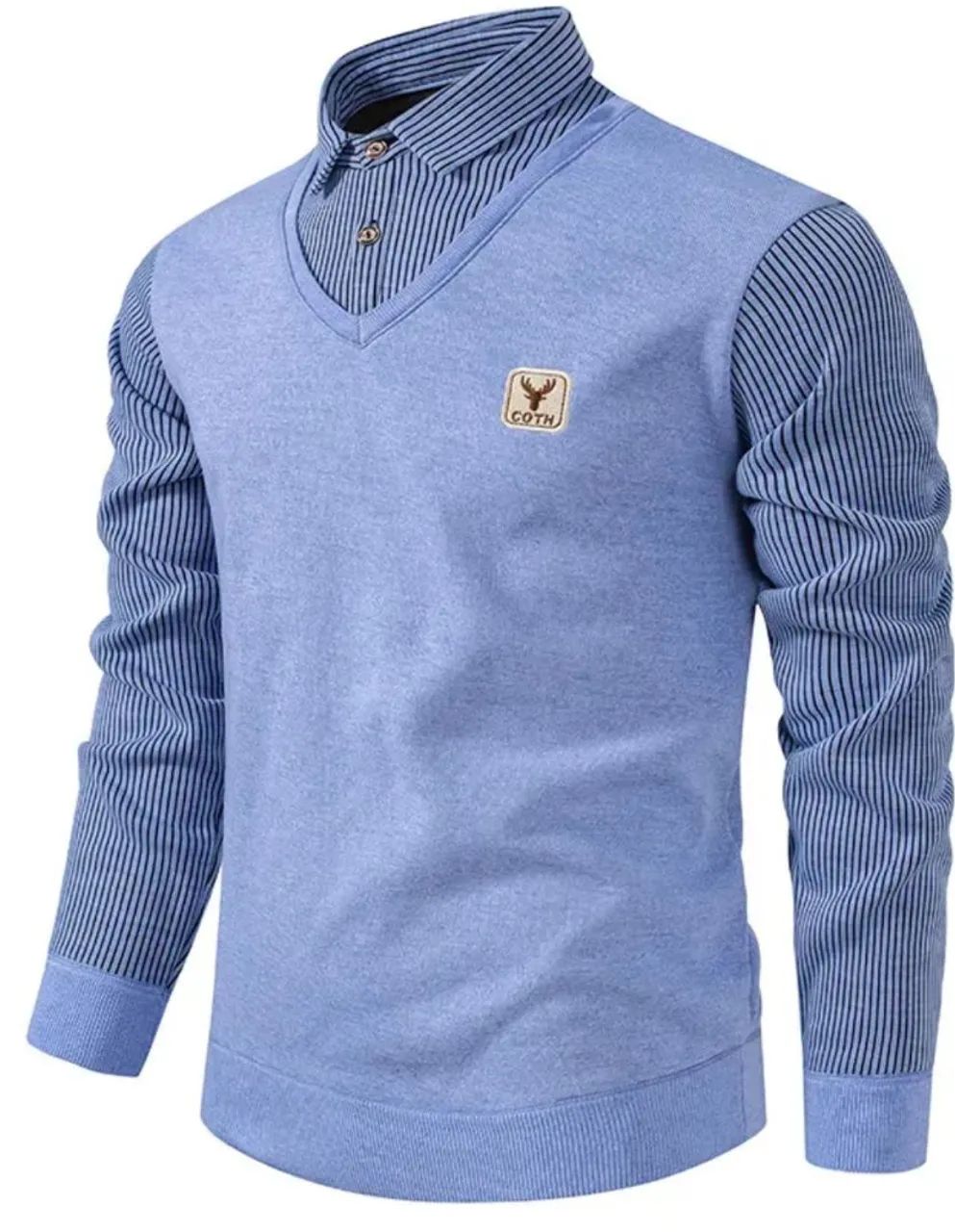 Camisa M suéter casual de malha com colarinho pólo