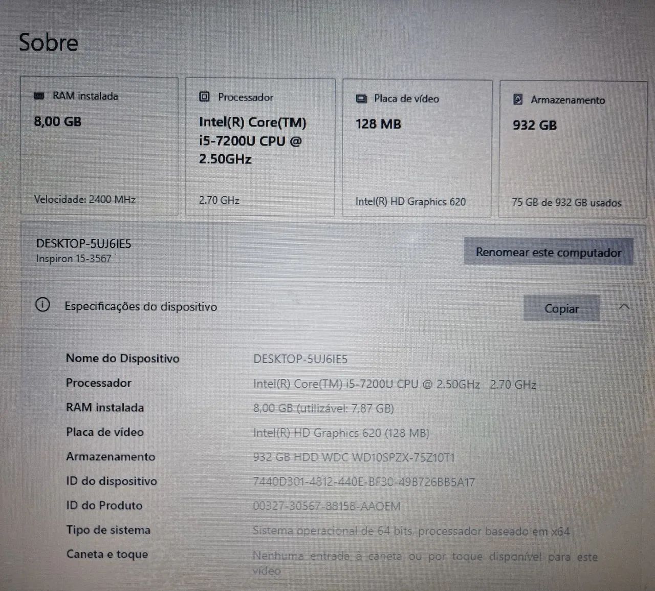 Notebook Dell inspirion 15 5566 Intel i5 1TB  - Foto 2