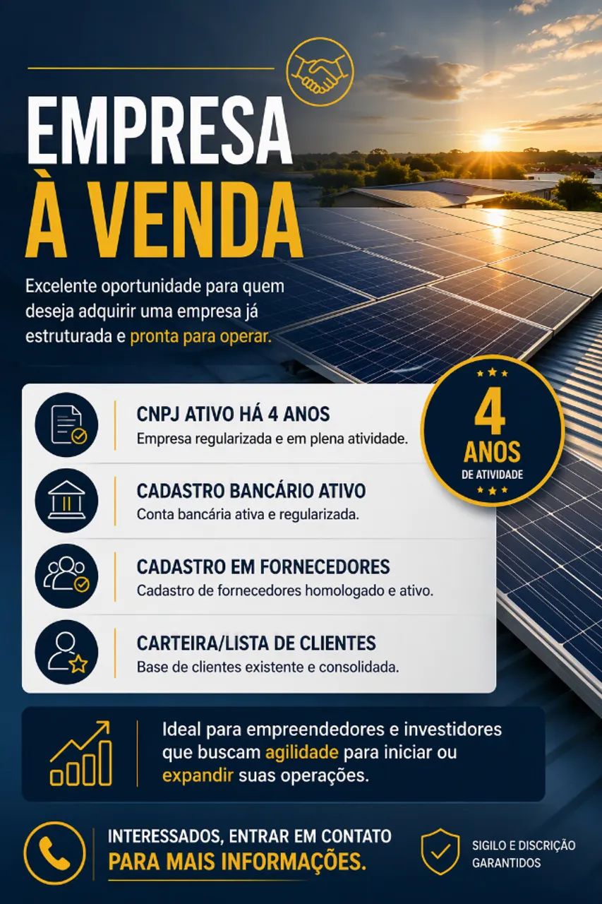 Empresa de Energia Solar à Venda