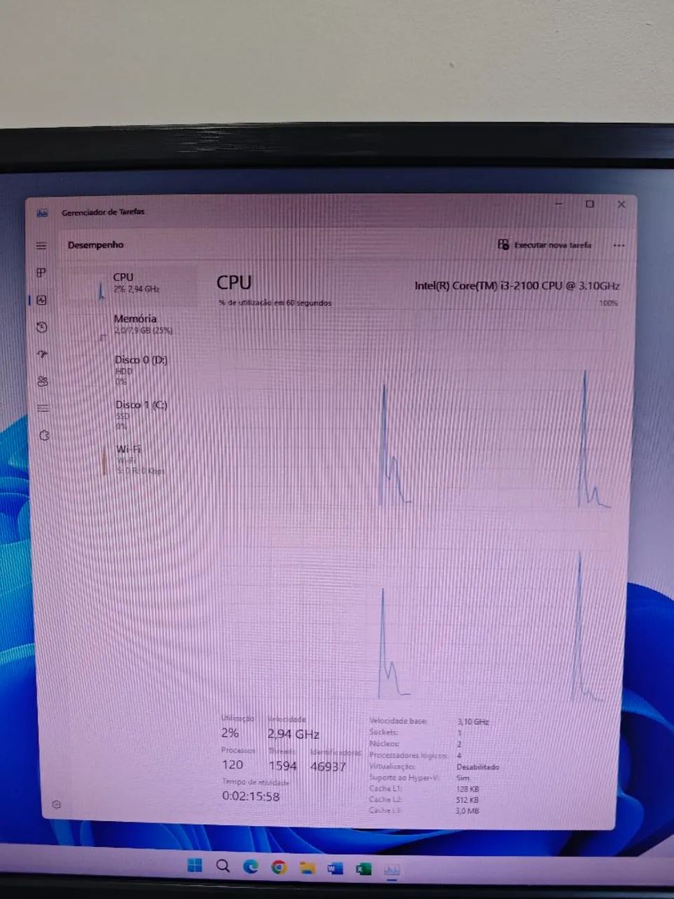 CPU Computador Intel Core I3-2100 8GB RAM SSD 120GB e HD500GB com Windows e Office ativado - Foto 5