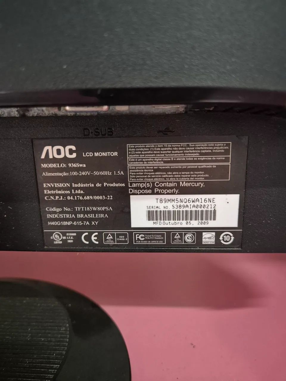 Monitor AOC 18,5" LCD - Foto 3