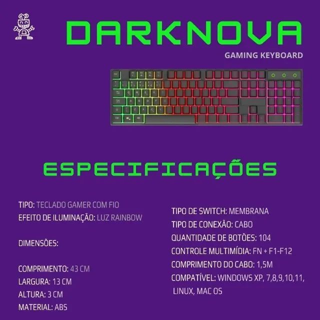 Teclado Gamer Semi Mecânico RGB - Foto 4