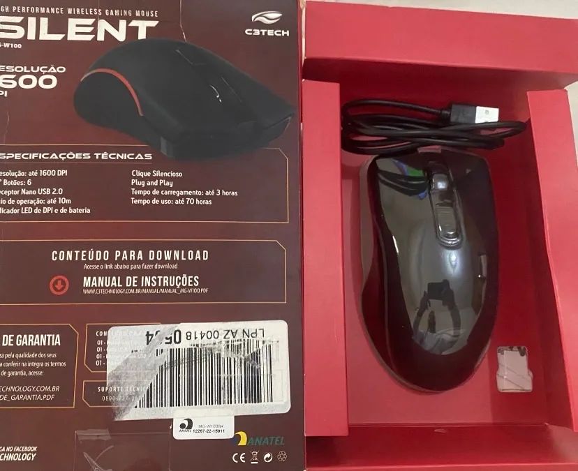 mouse gamer sem fio silent mg-w100bk c3 tech preto - Foto 3