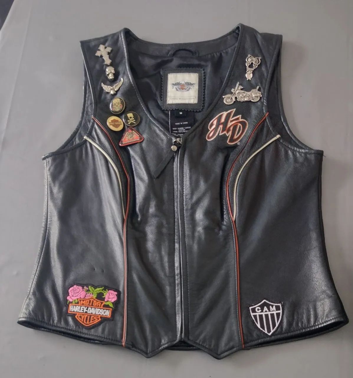 COLETE FEMININO COURO ORIGINAL HARLEY DAVIDSON 