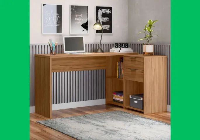 Mesa Escritório em L e Reta - Foto 3