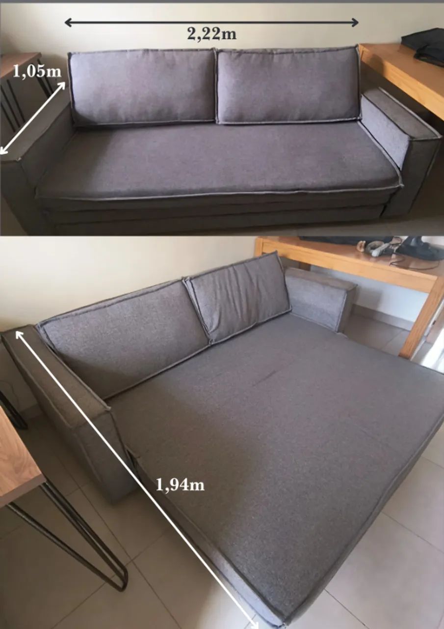Sofá cama de linho 