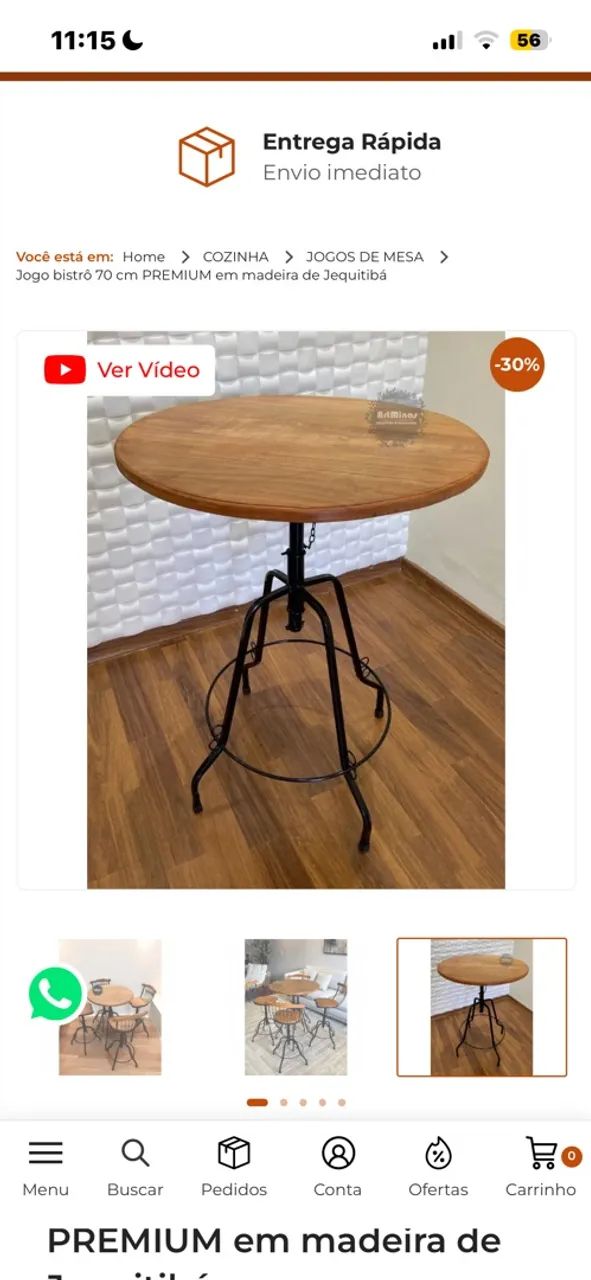 Mesa bistrô 70 cm com 2 Cadeiras  - Foto 3