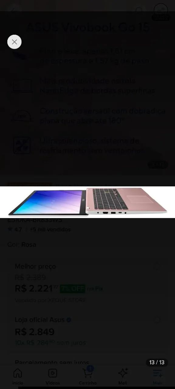 Notebook semi novo Asus  - Foto 2
