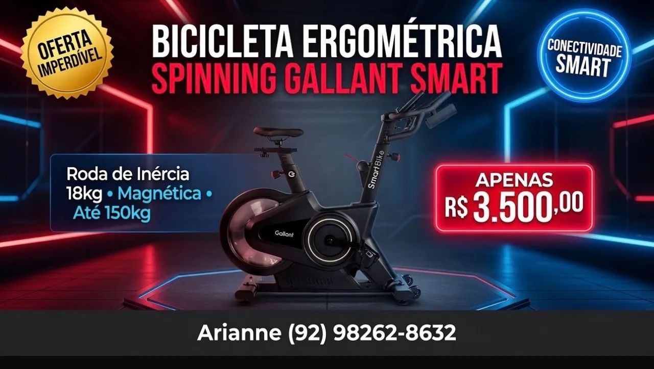 Bicicleta Ergométrica Spinning Gallant Smart 18kg - Magnética Bluetooth (até 150kg) - Foto 3