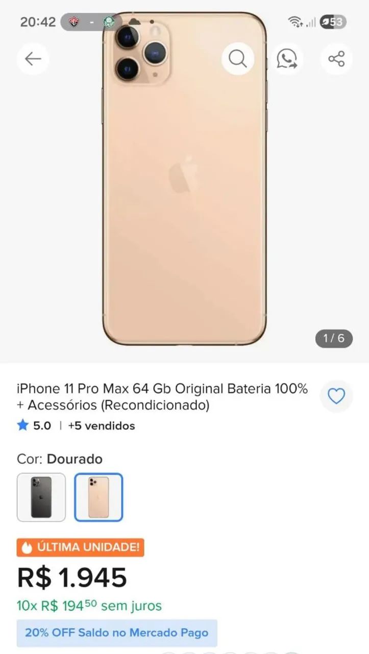 IPHONE 11 PRO MAX 64GB - Celulares e Smartphones - Guararapes