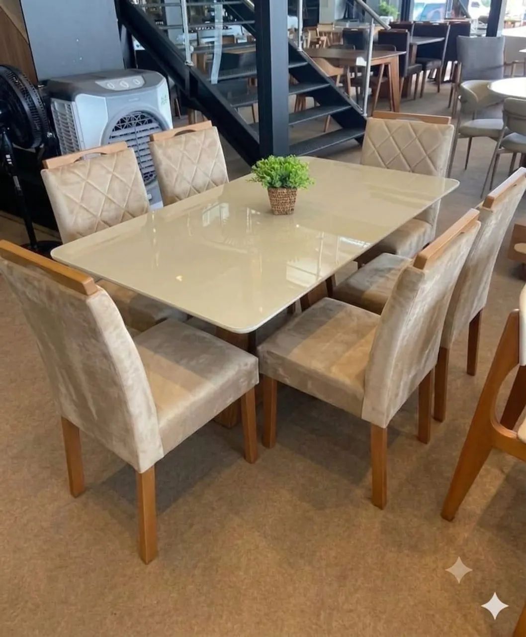 ? _*CONJUNTO DE MESA CELESTE 6 LUGARES VELUDO - Foto 4