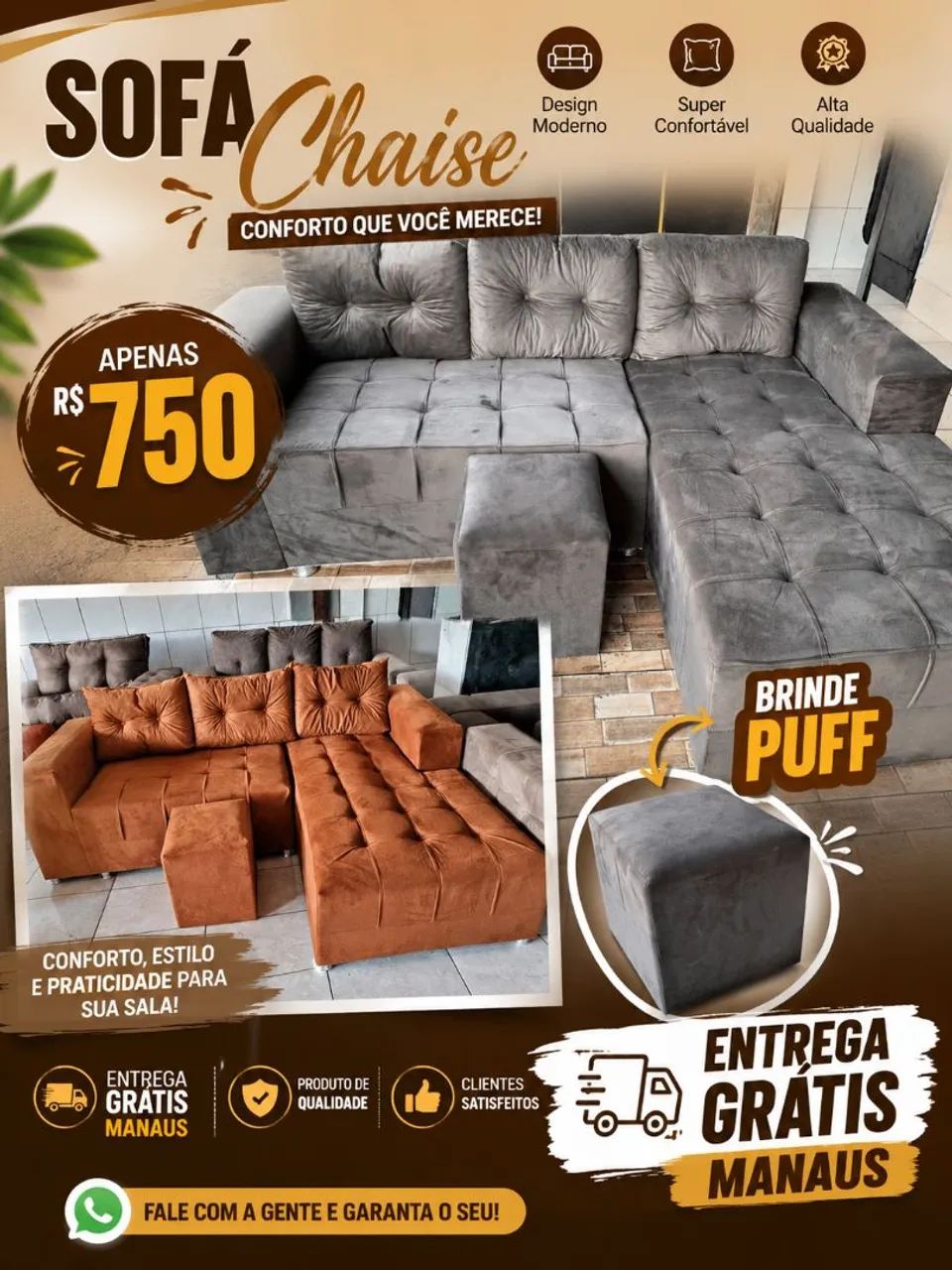 Sofá de canto c chaise pronta entrega!!!! - Foto 2