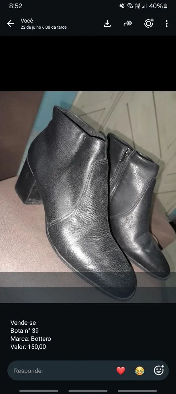 Bota cano médio - Preta 