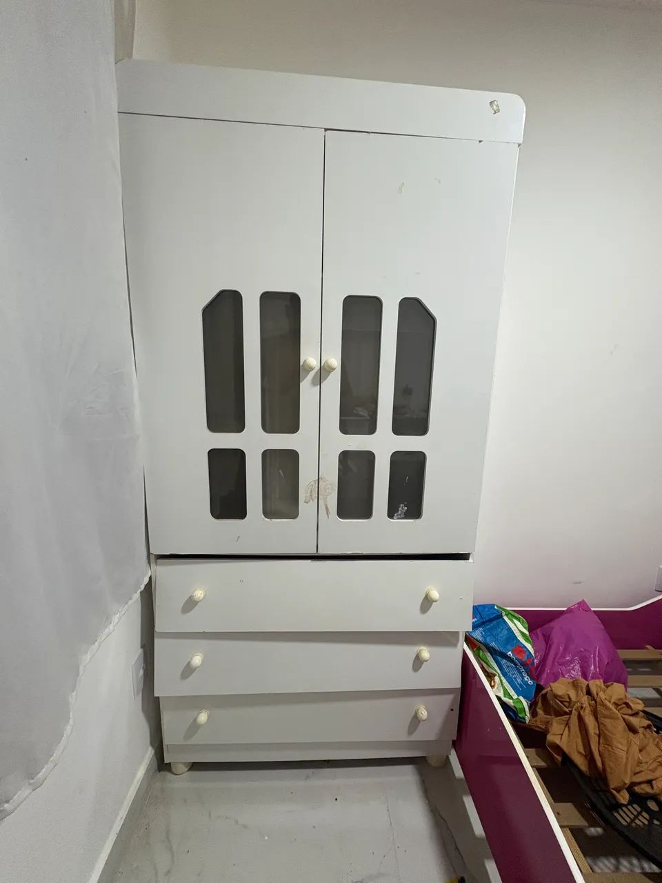 GUARDA ROUPA INFANTIL NA COR BRANCA BRANCO 