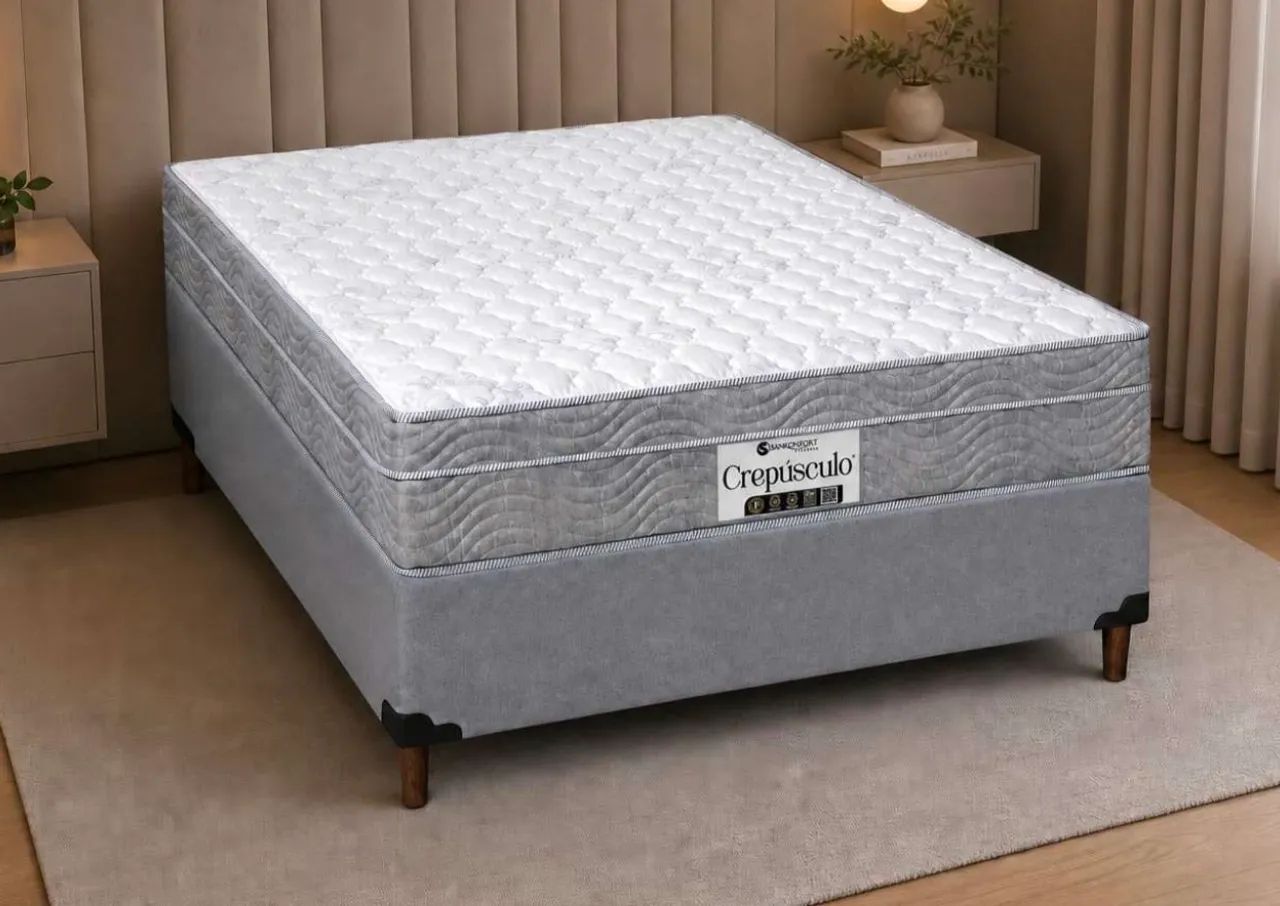 Cama box casal / colchão e base / NOVO 
