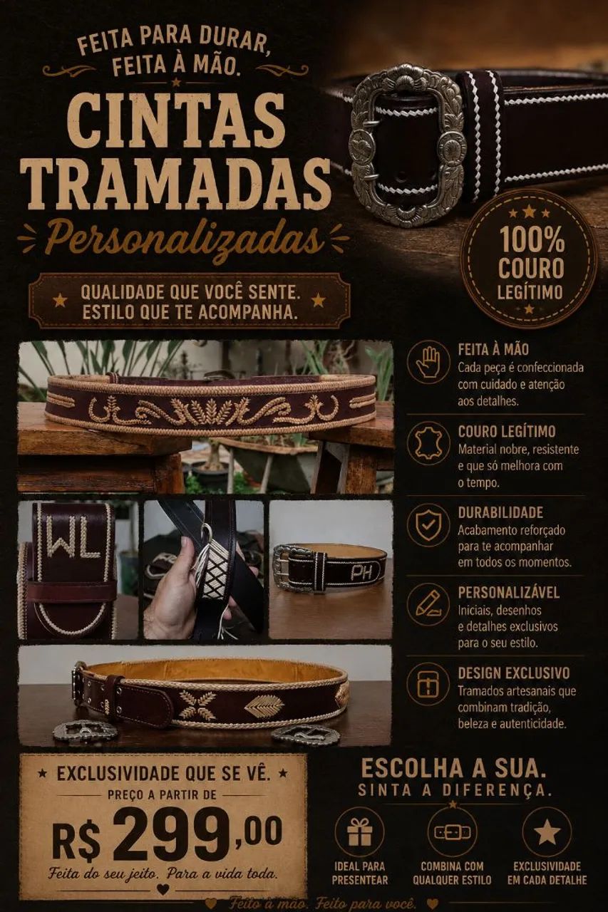 Cintas tramadas em couro 
