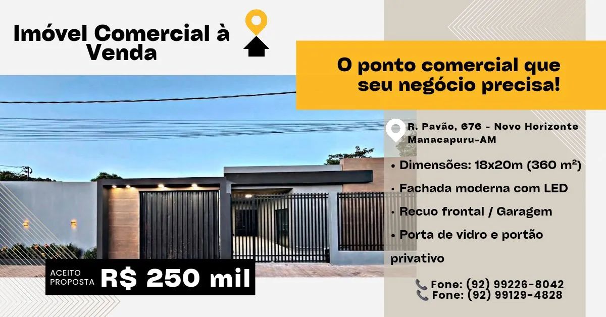 Ponto Comercial Moderno 360m² (18x20) - Novo Horizonte