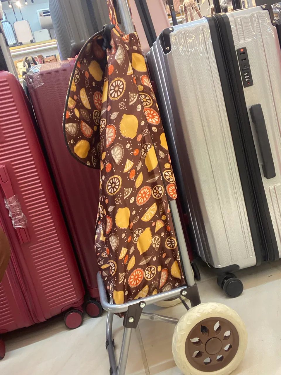 Carrinho de Feira e Compras Dobrável com Bolsa Estampada Impermeável - Foto 5