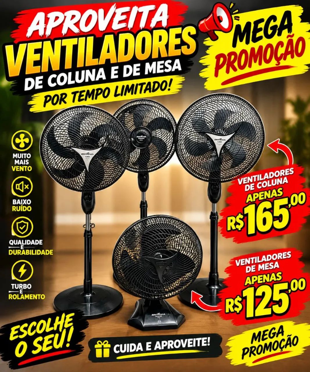Ventiladores turbo Britânia 