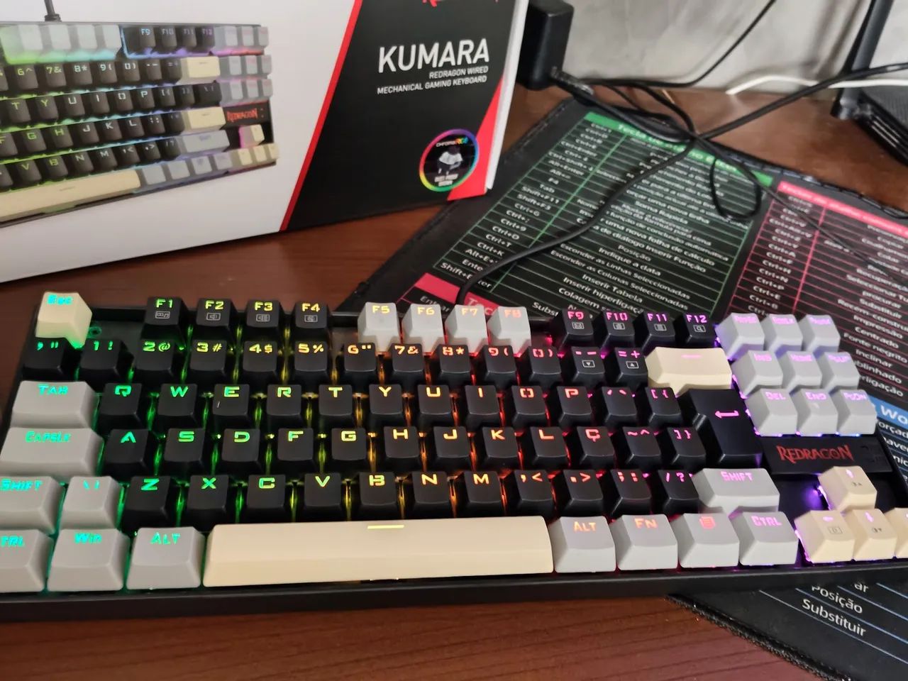 Teclado Mecanico Redragon Kumara, RGB, ABNT2, Switch Marrom - Foto 2