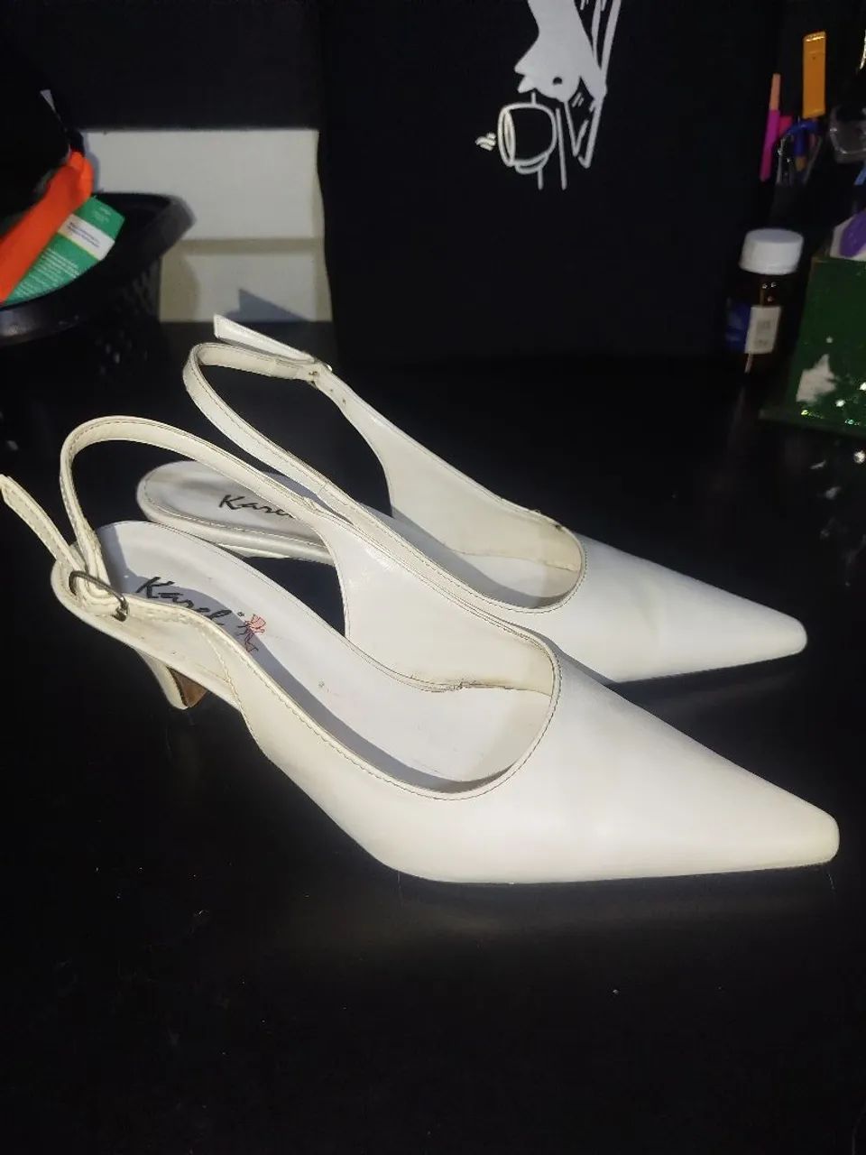 Scarpin aberto branco vintage - Foto 3