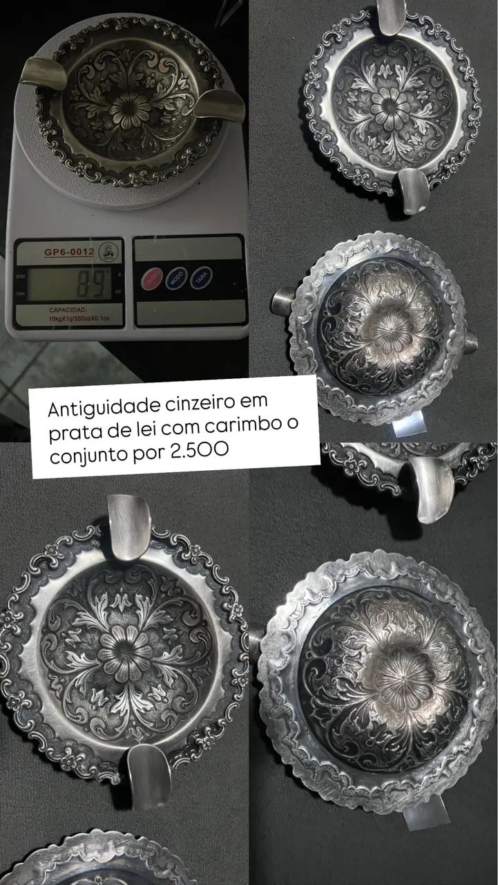 Par de cinzeiros em prata de lei com o carimbo  - Foto 2