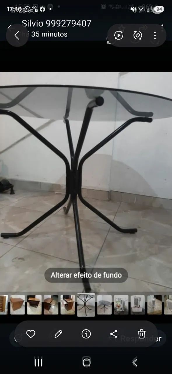 Mesa com tampo em vidro