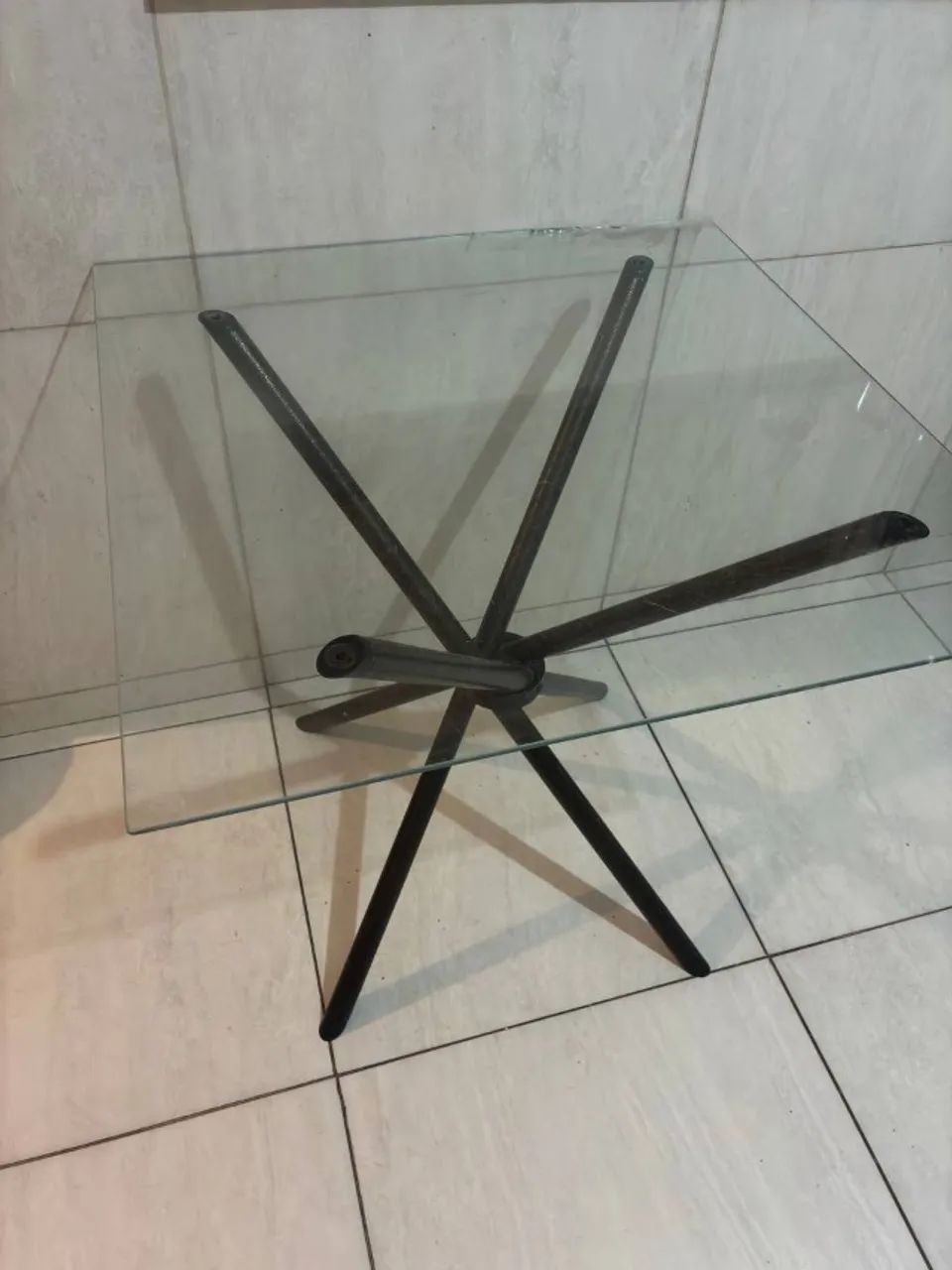 Mesa de Centro/Lateral de Vidro com Base Metálica - Foto 2
