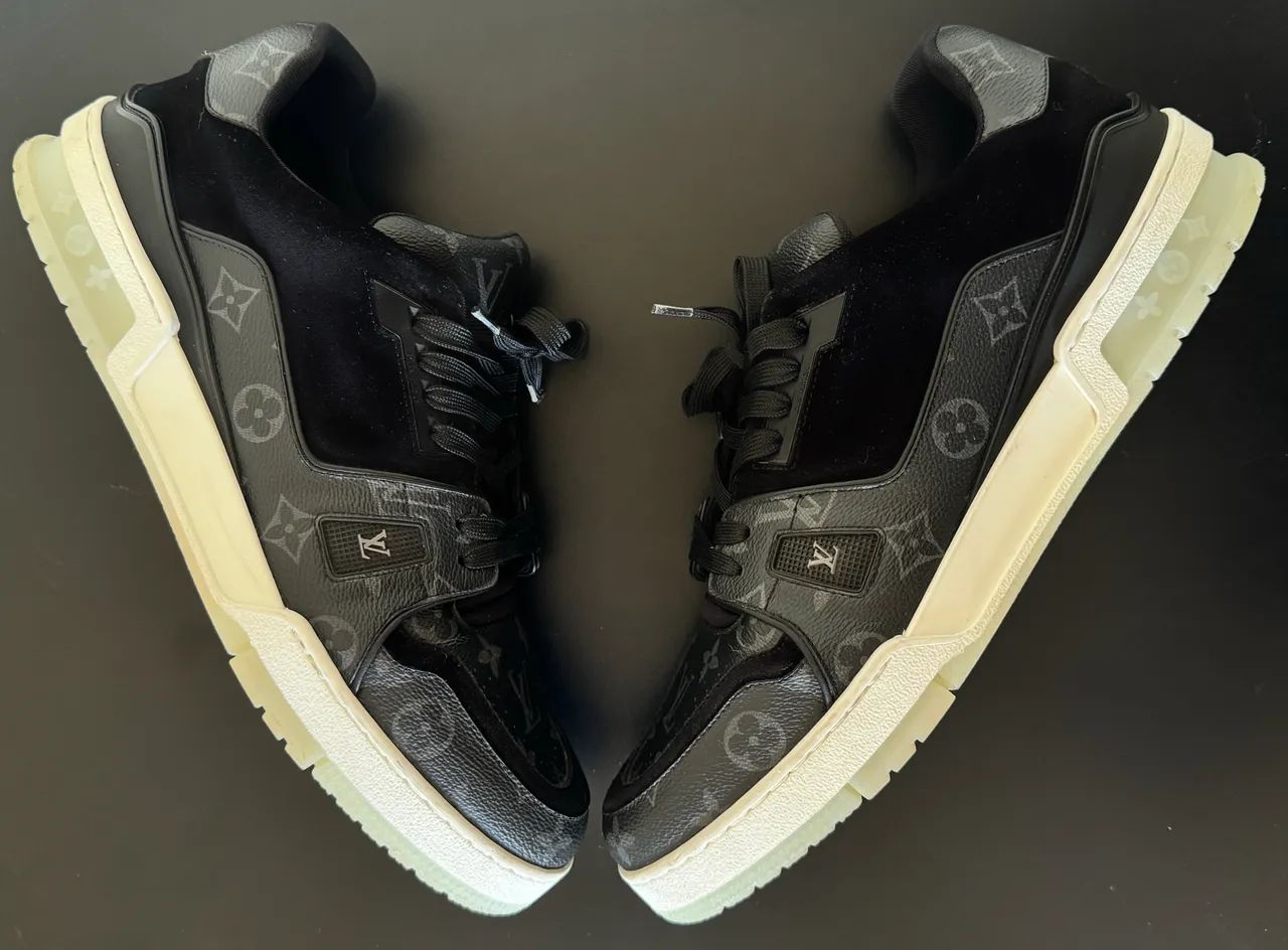 Tênis Louis Vuitton trainer black monogram original  - Foto 5