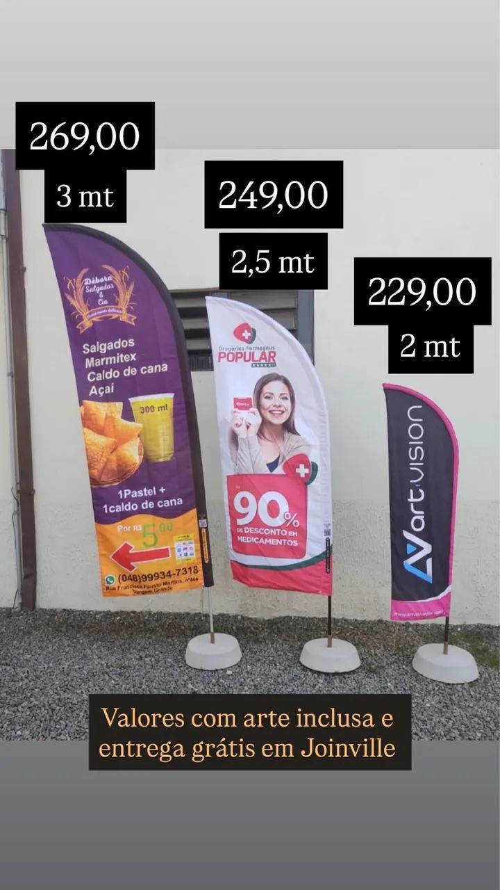 Wind banners em 3 tamanhos 