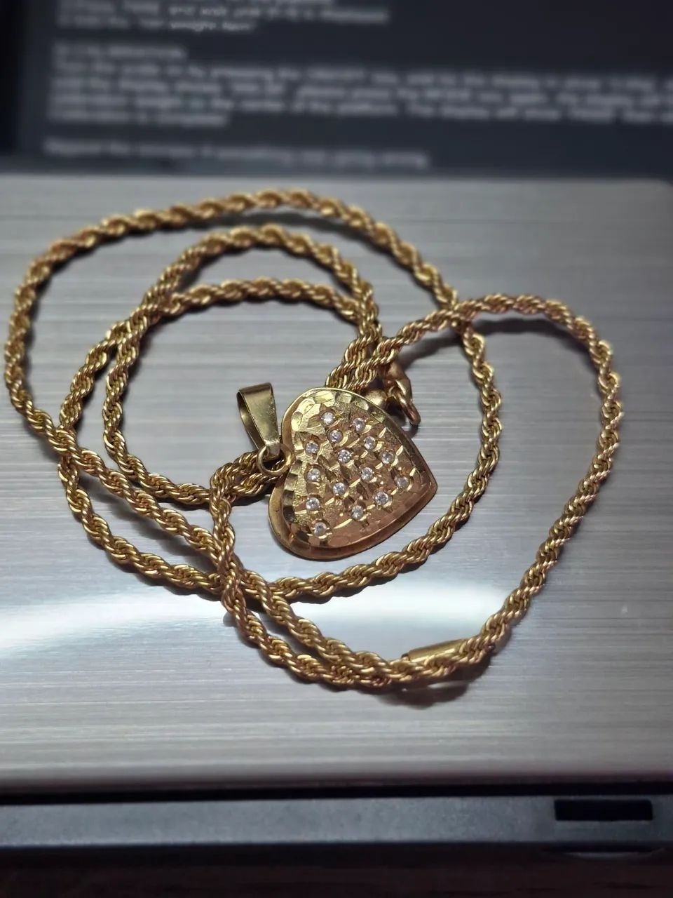 Cordão em Ouro 18k + Pin Coração 