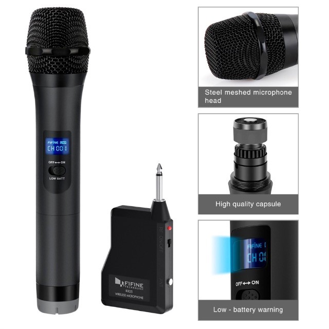 Microfone e receptor dinâmico uhf sem fio, portátil, ideal para festas, casamentos e shows - Foto 3