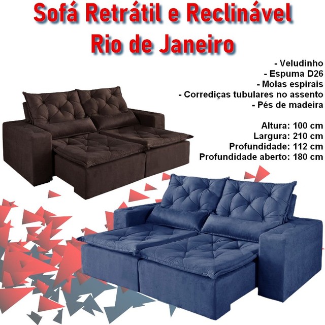 Sala sofá retrátil e reclinável de 210 cm 