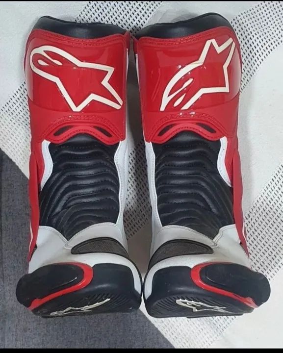 Conjunto de Motociclista Alpinestars - Couro Vermelho e Branco - Foto 3