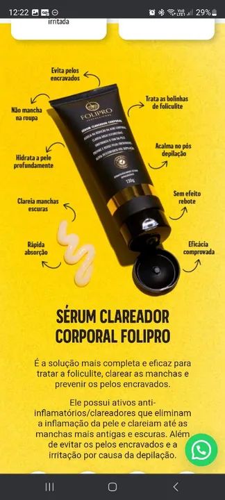 Serúm Clareador Corporal Folipro 